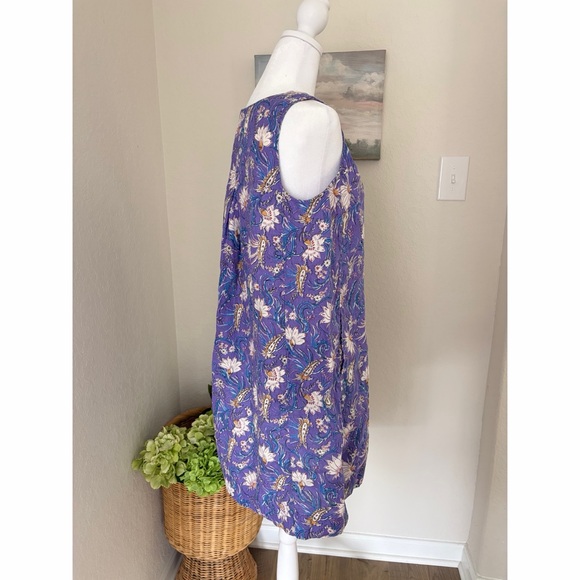 J. Jill Dress Purple Floral Love Linen Sleeveless Linen - Picture 4 of 7